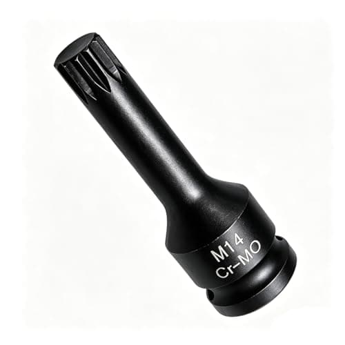 Image of Juttzzei 1/2" Drive x M14 (14mm) Impact Triple Square Spline Bit Socket, 78mm Length 12 Point M14 Spline Bit Socket, Premium CR-MO Steel 14mm Sockets 1/2 for Torque Wrench, Ratchet Wrench
