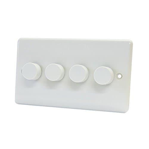 Image of 10A Light Dimmer Switch 4 Gang 2 Way - Push On Off 400W - Plastic White