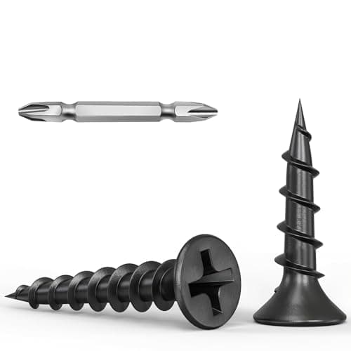 Image of Wavanta 3.9 x 16mm Drywall Screws Coarse Thread Black Phosphate Bugle Head Phillips Drive with Bit, Black Wood Screws for Drywall Sheetrock, Wood and Furniture, Pack of 200