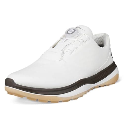 Image of ECCO Mens LT1 Boa Waterproof Golf Shoes - White/Tarmac - UK 9-9.5