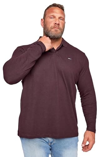 Image of BadRhino Big & Tall Burgundy Long Sleeve Core Polo Shirt - Men's - Plus Size Curve