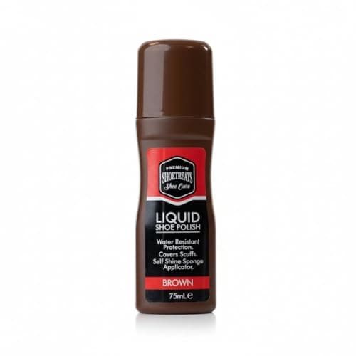 Image of Shoetreats Brown Liquid Shoe Polish - Water Resistant Protection- 75ml - With Self Shine Sponge Applicator