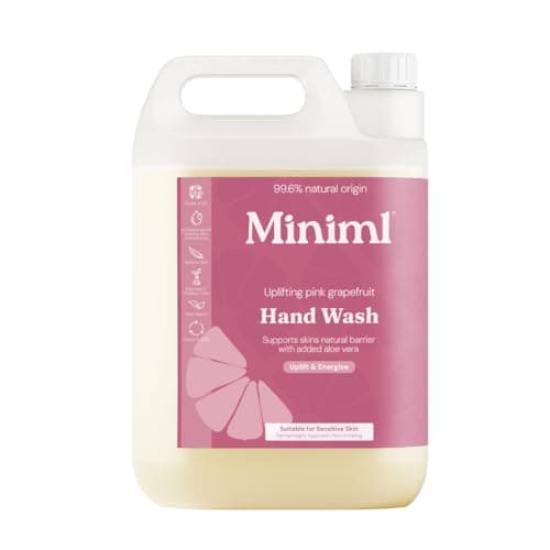 Image of Miniml Hand Soap Wash Liquid 5L Refill - Pink Grapefruit & Aloe Vera Scented Eco Friendly Hand Washing Liquid for Soft and Sensitive Skin Care - 100% Vegan & Cruelty Free