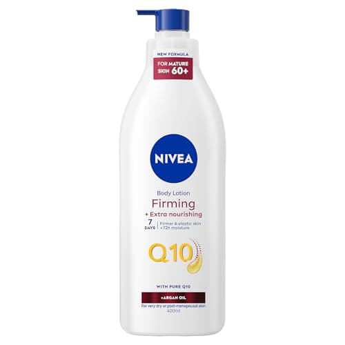 Image of NIVEA Q10 60+ Mature Skin Body Lotion (400ml), Nourishing Firming Cream with Q10 and Argan Oil, NIVEA 72H Moisturising Cream for Ageing and Mature Skin
