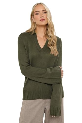 Image of Long Tall Sally - LTS Tall Green Knitted Collared Jumper - Women's