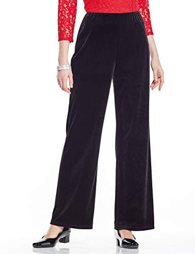 Image of Chums Ladies Velour Straight Leg Trousers Soft Stretch Elasticated Waist Smart Casual Evening Comfort Trousers Sizes 12–24 Black 20 Extra Short