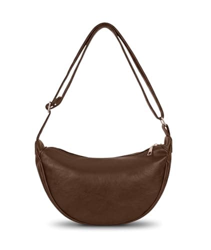 Image of Artwrout Crescent Bag for Women. Waterproof Crossbody Bag, Lightweight PU Material, Half Moon Bag, Adjustable Shoulder Strap, Suitable for Commuting, Shopping and Daily Storage (brown)