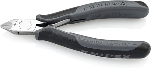 Image of KNIPEX Electronics Diagonal Cutter with Carbide Cutting Edges ESD with Multi-Component Handles 120 mm, 77 32 120 H ESD