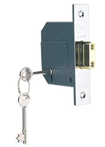 Image of Yale B-BSDL-2.5-CH British Standard 5 Lever Mortice Deadlock, Boxed, Suitable for External Doors, Chrome Finish, 2.5 Inch/64 mm