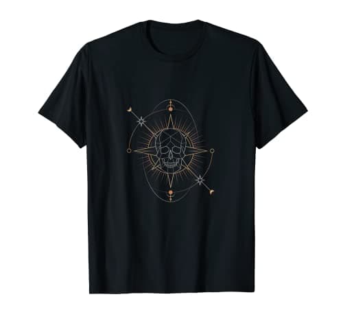 Image of Geometric Skull Astrological Tarot Card T-Shirt