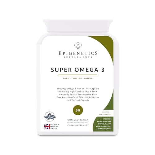 Image of Super Omega 3 1000mg | High Strength 270mg EPA + 180mg DHA Fish Oil | 60 Softgel Capsules UK Made | 1 Capsule Daily (2 Month Supply)