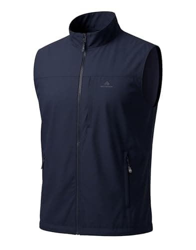 Image of Pioneer Camp Mens Softshell Gilet Activewear Vests with lining,Quick-Dry,Breathable,Outerwear Zipped Pockets Sleeveless Softshell Jacket for Hiking,Cycling,Running,Daily Training (Navy; M)