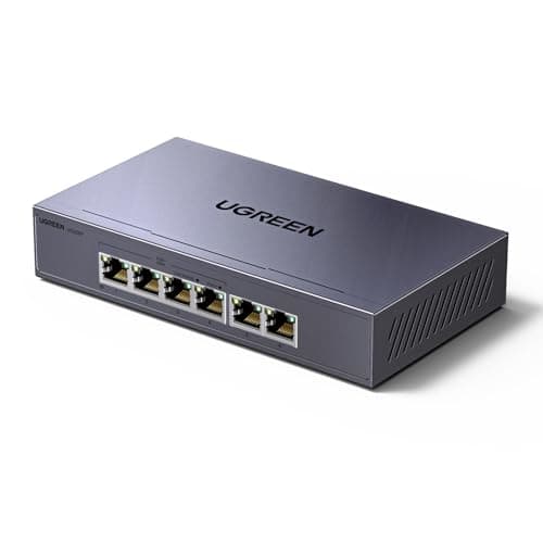 Image of UGREEN POE Network Switch,4x Gigabit PoE+ Ports& 2 Gigabit Auto ports Ethernet Splitter , 802.3af/at 30W,60W Total Budget, 6 Port Metal Case Hub,Plug & Play for TV/Laptop/Switch/Router/Camera
