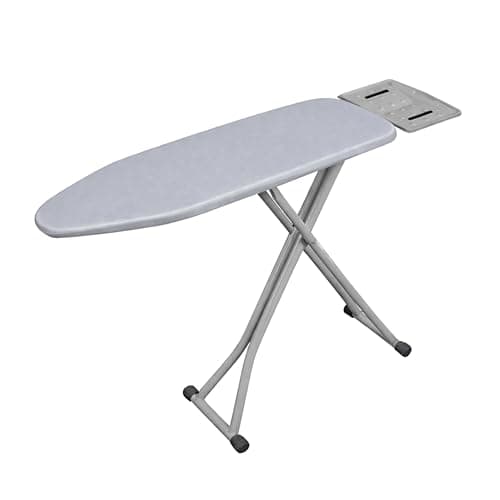 Image of DWELLTON Folding Ironing Board, 122 x 38cm Ironing Surface, Adjustable Height Up To (74-91cm), Includes Silicone Iron Rest, Durable with Safety Lock & Anti-Skid Feet, Foldable Ironing Boards (Grey)
