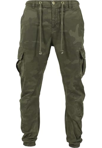 Image of Urban Classics Men's Camo Cargo Jogging Pants Trouser, Olive Camo, 30W 30L UK
