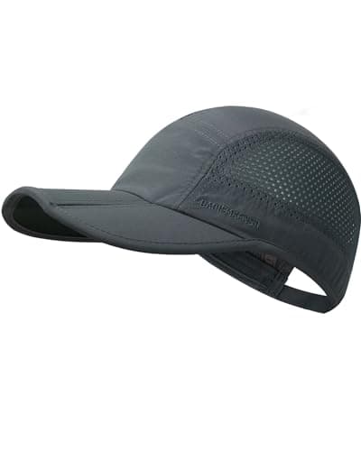 Image of GADIEMKENSD Folding Running Men Hat Summer Quick Dry Womens Mens Baseball Caps Unstructured Breathable Light Adjustable Trucker Hats Long Brim Golf Cap for Outdoor Sport Hiking Gym Deep Gray