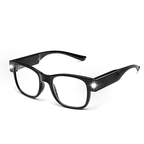 Image of OKH Reading Glasses with Light, USB Rechargeable LED Mighty Lighted Readers Eyeglasses, Bright Clear Sight Vision LED Glasses for Women Men Night Reading Small Prints, Close Work (black,3.5X)