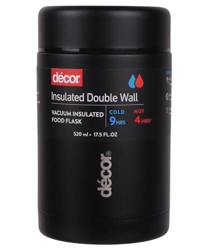 Image of Décor Vacuum Insulated Food Flask | 2-in-1 Hot & Cold Stainless Steel Food Container | 520ml - Black