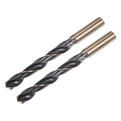 Image of sourcing map 2pcs Jobber Drill Bits 13mm (0.512") Black Nitride & Gold Titanium Coated M2 High Speed Steel (HSS) Twist Drill Bits for Stainless Steel Aluminum Alloy Metal