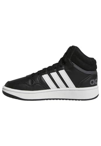 Image of adidas Unisex Kids Hoops Mid Shoes, Core Black/Cloud White/Grey Six, 5 UK