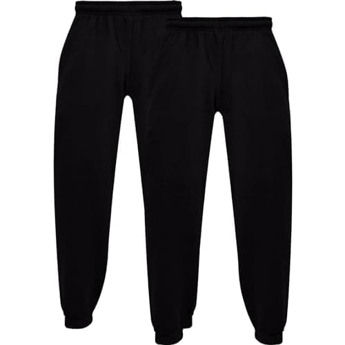 Image of A2Z 4 Kids Girls Boys Plain Jogging Bottoms PE School Jogger Soft Trouser - Fleece Trouser 356 Black 2 Pack 7-8