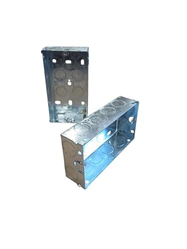Image of EABCON STEEL 2 GANG ELECTRICAL FLUSH SOCKET BOX (Pack of 2, 35mm)