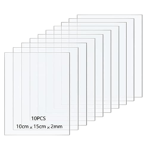 Image of Taiyeestar 10 Pcs Clear Acrylic Sheets, 2mm Thick Clear Perspex Sheet, Transparent Plastic Sheet Acrylic Board, for Picture Frame Glass Replacement, Display Projects, Painting, DIY Craft (10 * 15cm)