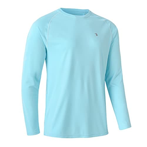 Image of Rdruko Mens Quick Dry Long Sleeve Tops Breathable Running Sport Gym T Shirts UV Sun Protection Hiking Fishing Shirt Sky Blue L