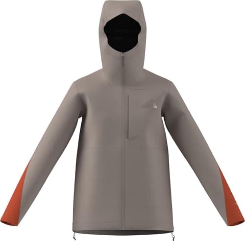 Image of adidas Women's Terrex Multi 2.5 Layer CLIMAPROOF Rain Jacket, wonder taupe/semi impact orange, L