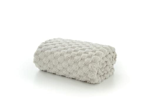 Image of Deyongs Featherstone Textured Popcorn Fleece Throw Blanket Silver 130x170cm – 330gsm 100% Polyester, Soft Cosy Bed Sofa Couch Throw, Machine Washable, Snuggly Winter Home Accessory, UK Desig