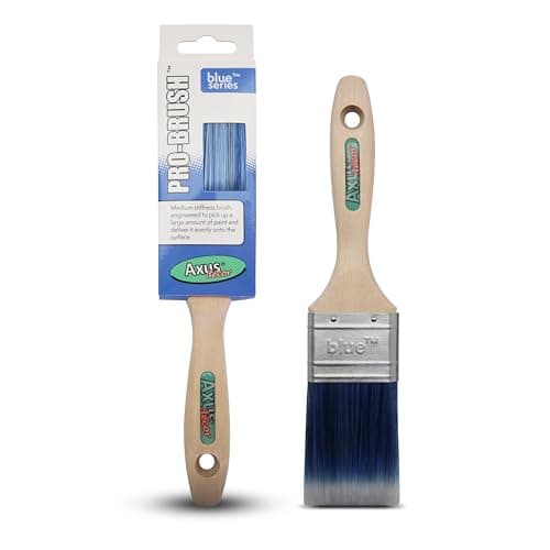 Image of Axus Decor Pro small Paint Brush (Blue) - 2"/50mm - bristle brush for wall & ceiling paint, Synthetic Hair, Beavertail Handles, Rust-Resistant Stainless Steel, Compatible with Brushmate vapour boxes