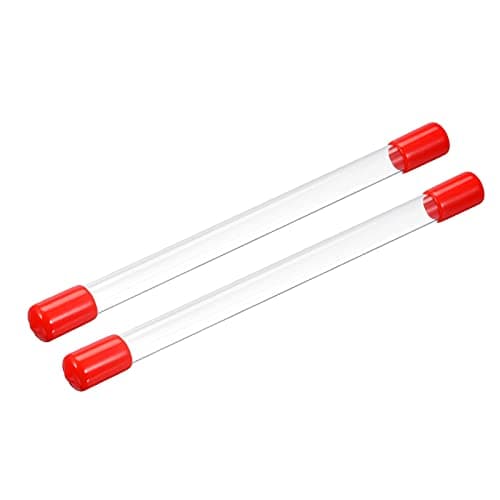 Image of PATIKIL Clear Rigid Tube Round Plastic Tubing with Red Rubber Caps Polycarbonate Water Pipe, 305mm/ 12 Inch Length, 11mmx12mm/0.43"x0.47", 2 Set