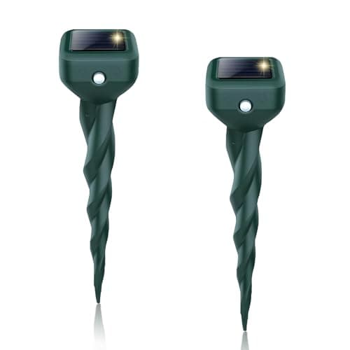 Image of Solar Mole Repellent, Sonic Mole Repeller Stakes 2 Pack, Ultrasonic Mole Deterrent Outdoor, Waterproof Animals Repeller Snake Repellent Repels Moles Voles Gophers Rats Rodents for Lawn Garden