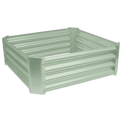 Image of Harbour Housewares Raised Garden Bed - Green - 90 x 90cm - Square - Bottomless Metal Raised Bed Galvanised Steel Planter Box for Growing Outdoor Plants, Vegetables, Flowers and Herbs