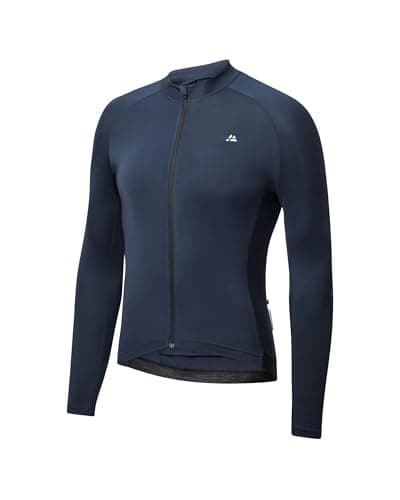 Image of DANISH ENDURANCE Men's Cycling Jersey, Long Sleeve Cold Weather Mountain Bike Jersey for Long Distance Cycling, Navy, L