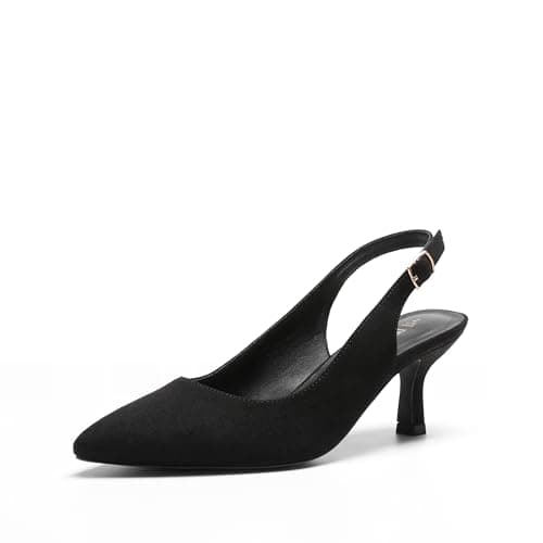 Image of DREAM PAIRS Women's Kitten Heel Slingback Pointed Closed Toe Low Stiletto Heels Dress Bridal Elegant Wedding Pumps Shoes,Size 7.5,Black-Suede-1,SDPU2444W