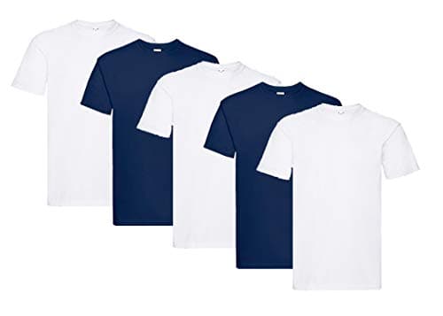 Image of Fruit of the Loom Men's Super Premium Short Sleeve T-Shirt (Pack of 5), 3white2navy, L