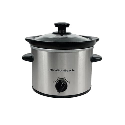 Image of Hamilton Beach 1.8L Mighty Mini Slow Cooker, 90W Energy-Efficient Design, Removable Ceramic Bowl, 3 Heat Settings, Compact for 1-2 People, Easy Clean, Silver - HBSC020S