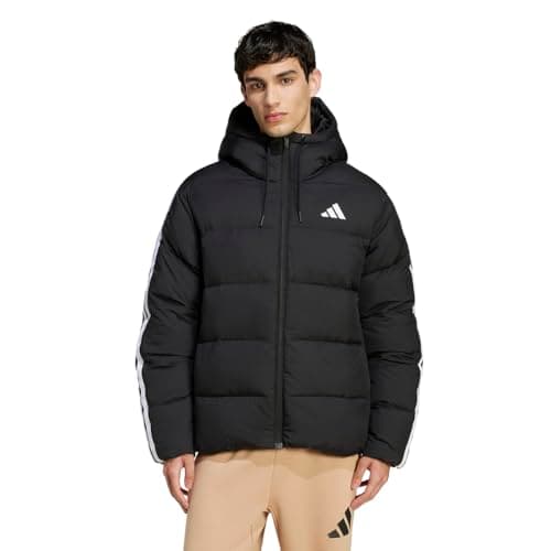 Image of adidas Men's Essentials Climawarm 3-Stripes Puffer Down Hooded Jacket Jacket