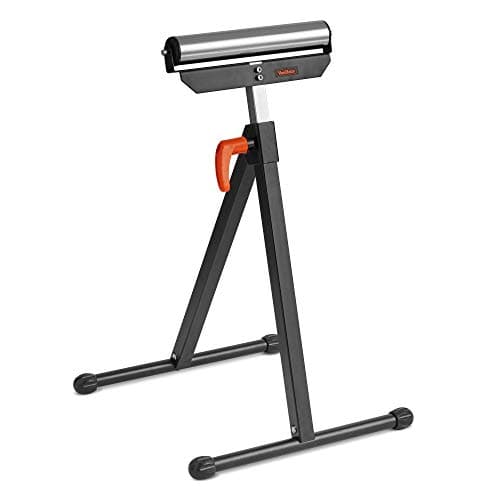 Image of VonHaus Roller Stand - Adjustable Work Stands for Woodworking, Heavy Duty Steel Base & Chrome Plated Roller - Workshop Stand - Horse Shaped Tressell Stands for Woodworking Support