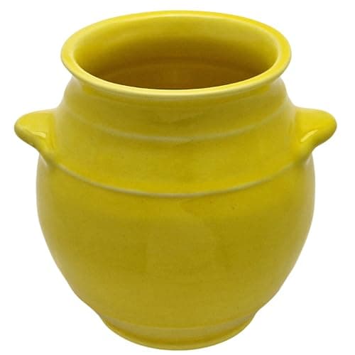 Image of Cleminson Hand-Dipped Ceramic Utensil Jar | Artisan Kitchen Utensil Holder | Made in Spain | Stylish Cutlery Pot Organiser | Rustic Farmhouse Crock for Spoons, Spatulas, Whisks (Yellow Dipped)