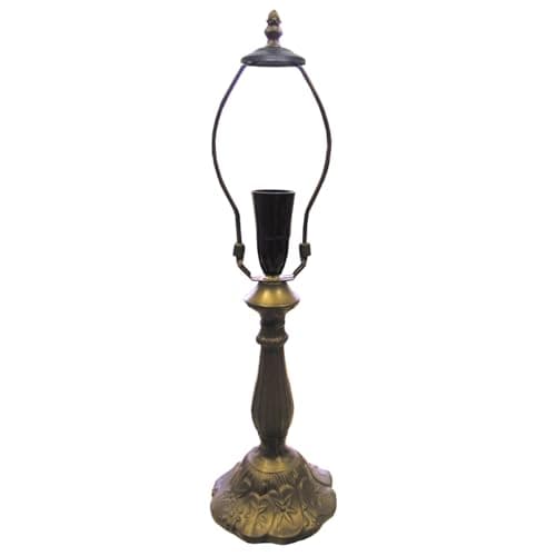 Image of Loxton Lighting Table Lamp Base and Harp with UK Plug, Antique Brass Finish, Height 49cm, 30cm Dia Tiffany Shade Compatible, (L305)