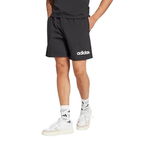 Image of adidas Men's Essentials Linear Single Jersey Short Shorts, Black/White, XL