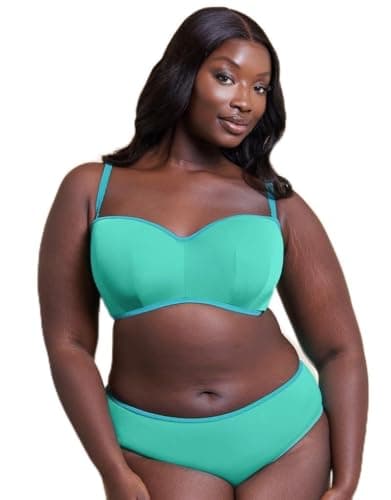 Image of Curvy Kate Bandeau Bikini Top Minimalist Multiway Womens Ladies Swimwear Aqua Size D-J