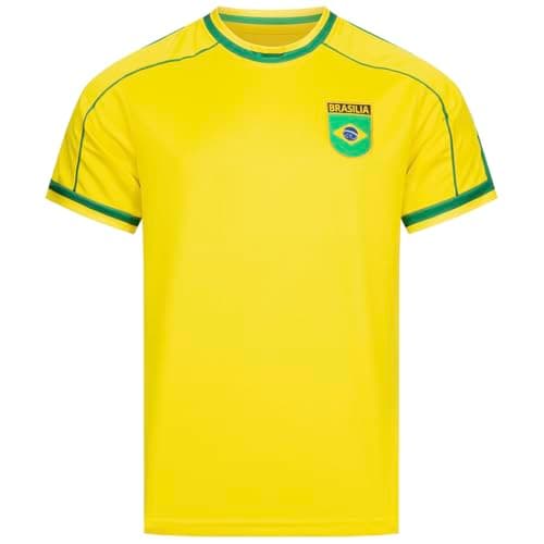 Image of JELEX Retro History Men's Jersey with Embroidered Logo and Short Sleeves, Nostalgia Design for Football Fans Ideal for Collectors, brazil, S