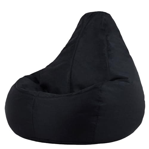 Image of Bean Bag Bazaar Dalton Gaming Bean Bag Chair, Black, Garden Chair, Water Resistant Fabric, Beanbag for Indoor and Outdoor Use with Filling Included, Garden Furniture, Outdoor Seating