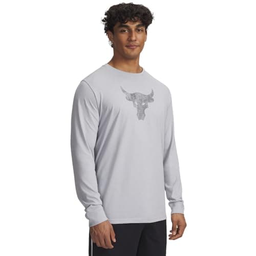 Image of Under Armour Men's Project Rock Brahma Bull Long Sleeve, (012) Mod Gray Medium Heather / / Black, XL