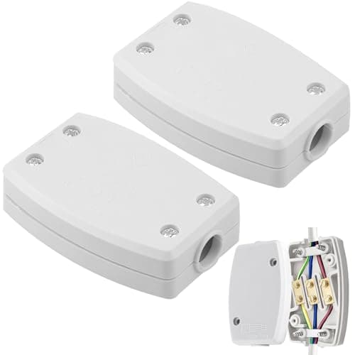 Image of 2Pcs 3-Terminal Electrical Junction Box, 13A 250V Flex Connector 3 Core Cable Joiner White Cable Connectors Electric Connectors for Indoor Lighting,Power,Wiring (White)