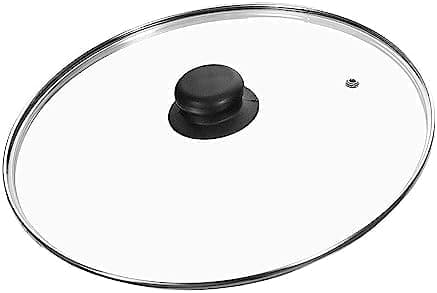 Image of GSV Essentials Universal Tempered Glass Lid for Frying Pan, Pots, Wok, Saucepan, Transparent Glass Cast Iron Lid for Skillets, Toughened Glass Lid with Stainless Steel Rim, Dishwasher Safe (30 cm)