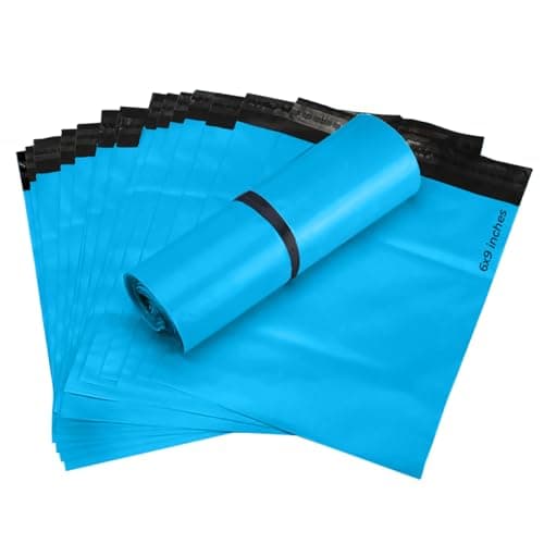 Image of G4GOODS® 1000 Baby Blue Mailing Bags 6'' x 9'' Strong Polythene Posting Mail Bags with Clear Adhesive Strip Easy Seal Envelope Courier Shipping Mailers